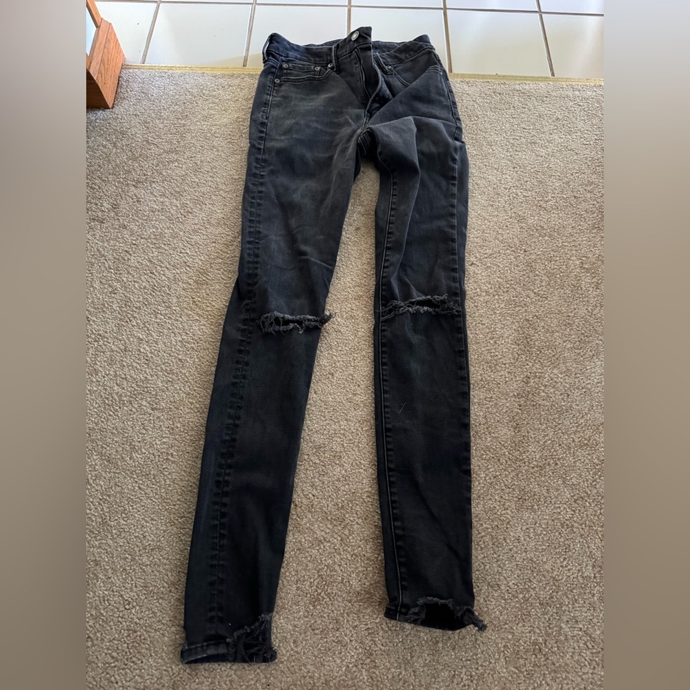 American Eagle Outfitters Black Skinny Jeans Distressed